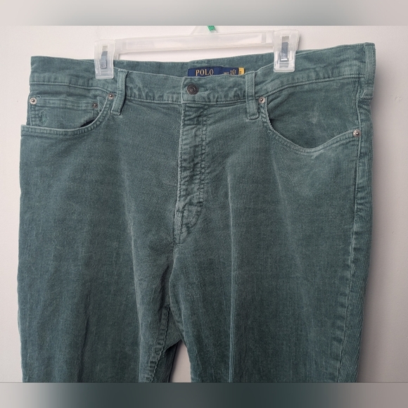 POLO RALPH LAUREN Corduroy Men Straight Leg Pant Size 38/32 Blue/Green Color - Picture 2 of 14